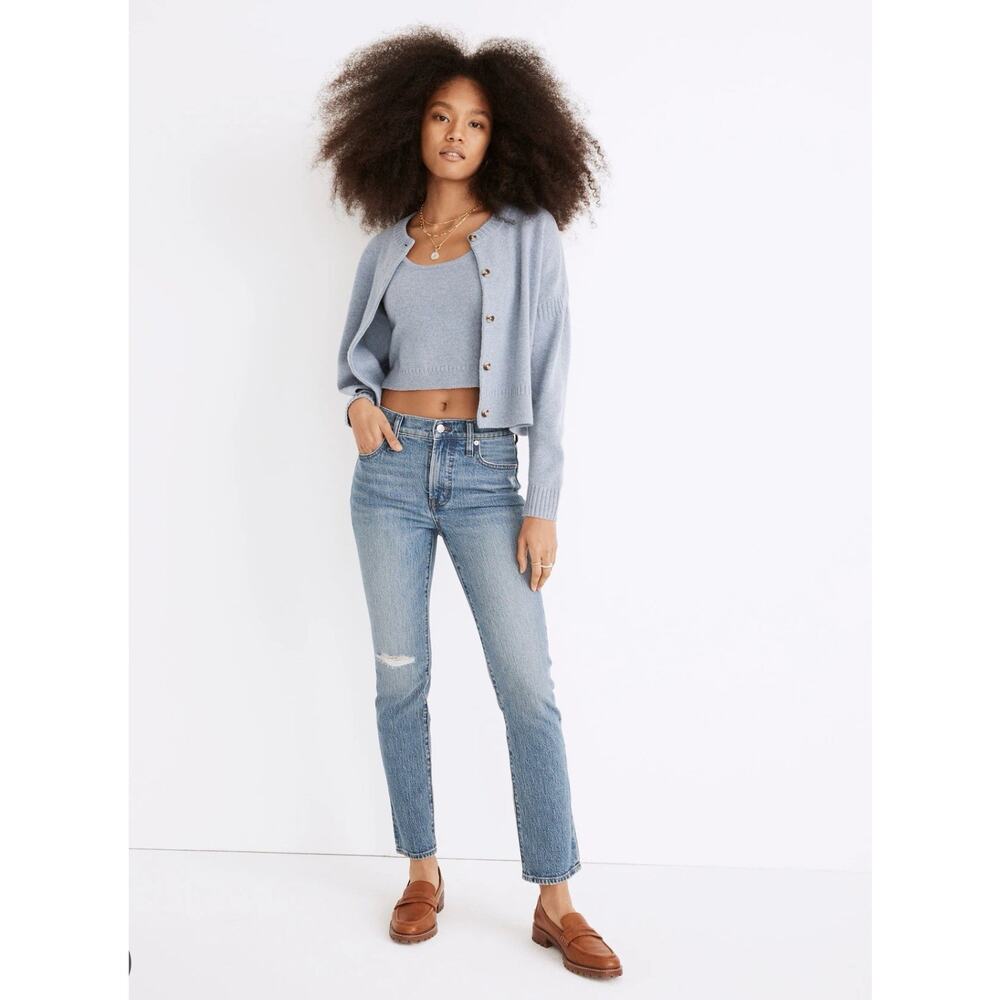 Madewell Jeans Size 27 The Mid Rise Perfect Vintage Jean Ainsdale Wash Knee Rip